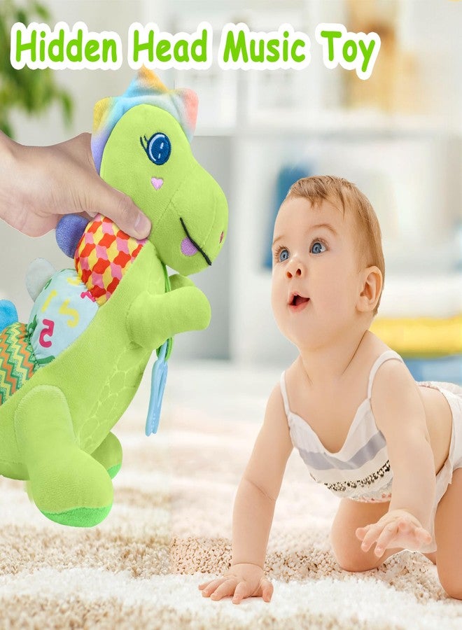 Holaxander Baby Dino Plush Soft Stuffed Animal Toy for 0-3-6-12+ Months,Infant Musical Toy with Rattle,Squeaker,Sensory Crinkle,Teether & Textures,Tummy Time Toys Christmas Baby Gift for Newborn Girl Boy (Green) - Image 4